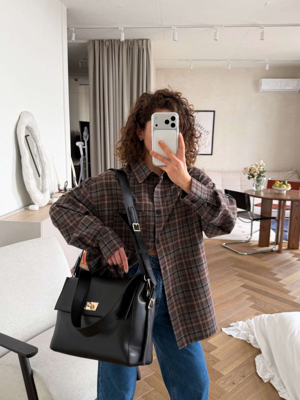 Містка сумка-шопер ТЕОНА чорна LEMAN LM4868-1